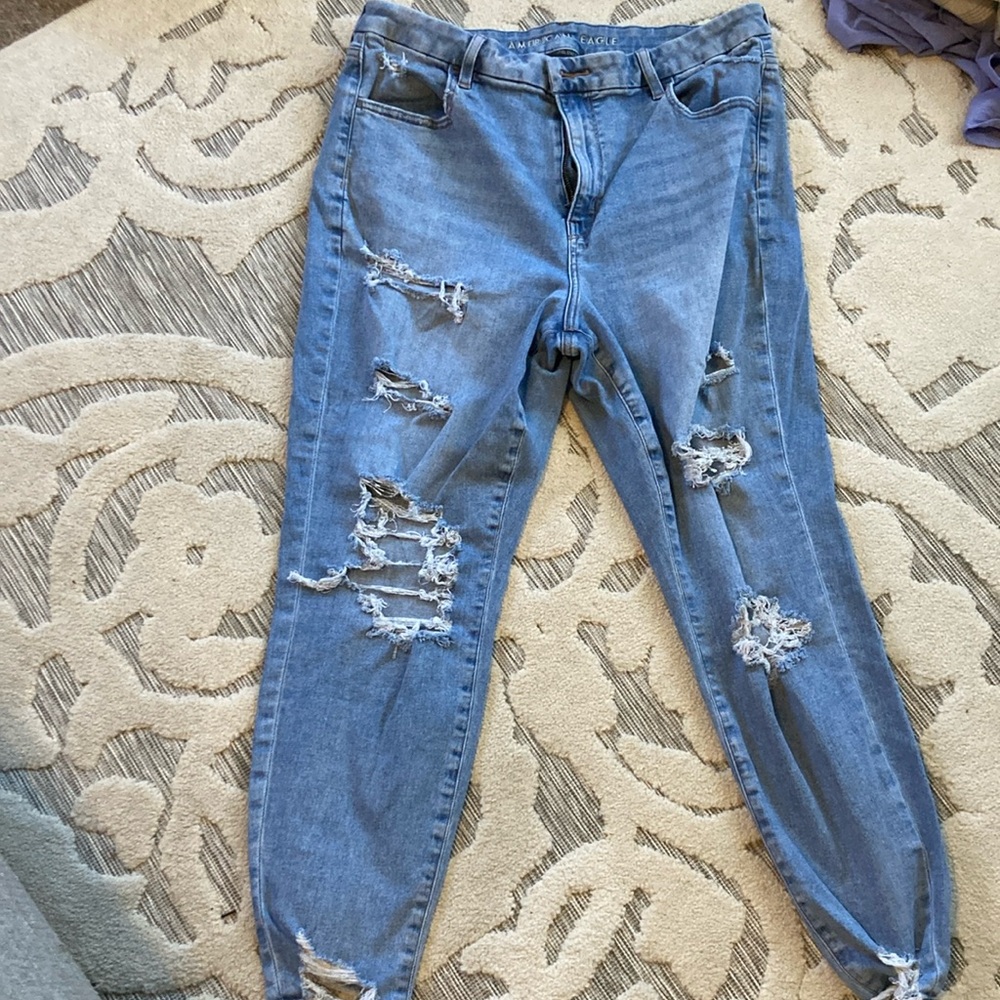 American Eagle Outfitters Distressed Blue Jeggings size 18 regular